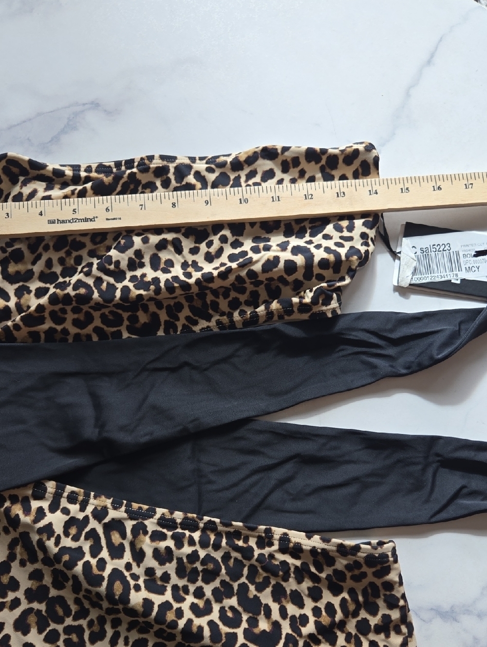DKNY Animal Leopard Print Cut-Out Bandeau One-Piece Swimsuit Strapless Sz 10 NWT - Picture 6 of 8